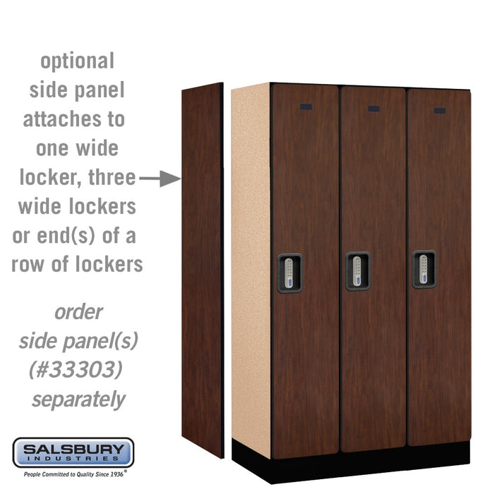 Salsbury 12" Wide Single Tier Designer Wood Locker - 3 Wide - 5 Feet High - 18 Inches Deep - Mahogany - Silver Electronic Locks - Sweatfully
