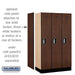 Salsbury 12" Wide Single Tier Designer Wood Locker - 3 Wide - 5 Feet High - 18 Inches Deep - Mahogany - Silver Electronic Locks - Sweatfully