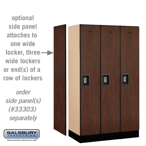 Salsbury 12" Wide Single Tier Designer Wood Locker - 3 Wide - 5 Feet High - 18 Inches Deep - Mahogany - Silver Resettable Combination Locks - Sweatfully