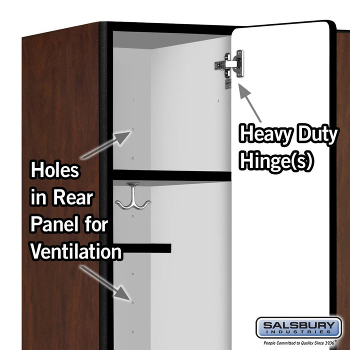 Salsbury 12" Wide Single Tier Designer Wood Locker - 3 Wide - 5 Feet High - 18 Inches Deep - Mahogany - Hasps - Sweatfully