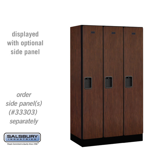 Salsbury 12" Wide Single Tier Designer Wood Locker - 3 Wide - 5 Feet High - 18 Inches Deep - Mahogany - Hasps - Sweatfully
