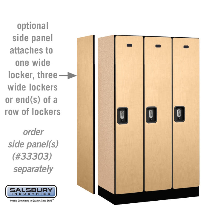 Salsbury 12" Wide Single Tier Designer Wood Locker - 3 Wide - 5 Feet High - 18 Inches Deep - Maple - Silver Resettable Combination Locks - Sweatfully
