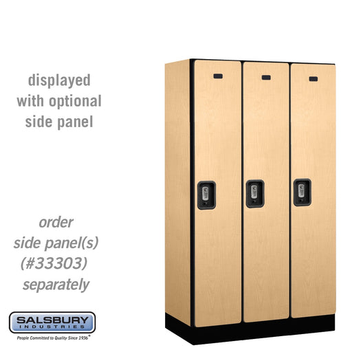 Salsbury 12" Wide Single Tier Designer Wood Locker - 3 Wide - 5 Feet High - 18 Inches Deep - Maple - Silver Resettable Combination Locks - Sweatfully