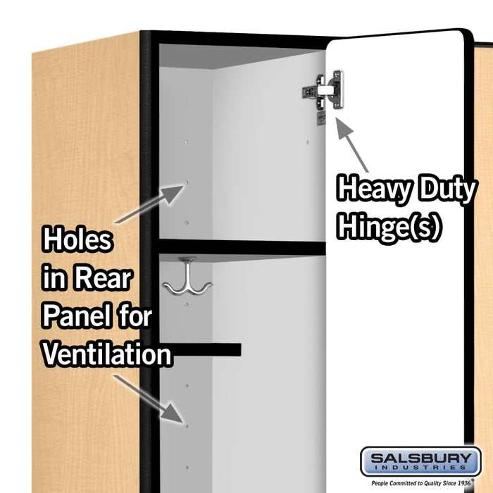 Salsbury 12" Wide Single Tier Designer Wood Locker - 3 Wide - 5 Feet High - 18 Inches Deep - Maple - Hasps - Sweatfully