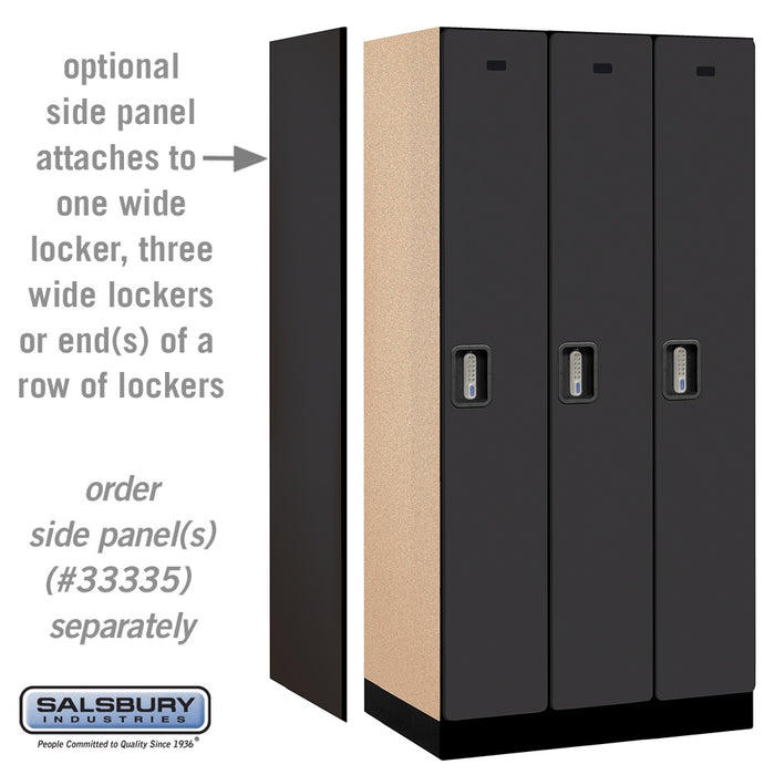 Salsbury 12" Wide Single Tier Designer Wood Locker - 3 Wide - 6 Feet High - 21 Inches Deep - Black - Silver Electronic Locks - Sweatfully
