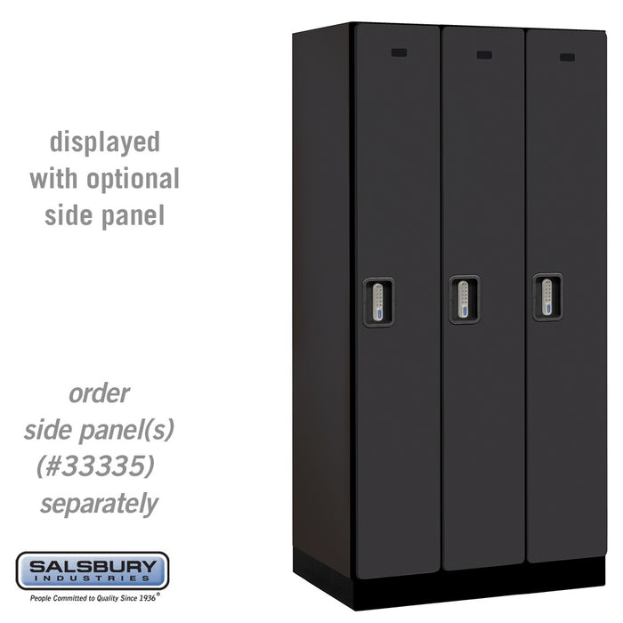 Salsbury 12" Wide Single Tier Designer Wood Locker - 3 Wide - 6 Feet High - 21 Inches Deep - Black - Silver Electronic Locks - Sweatfully