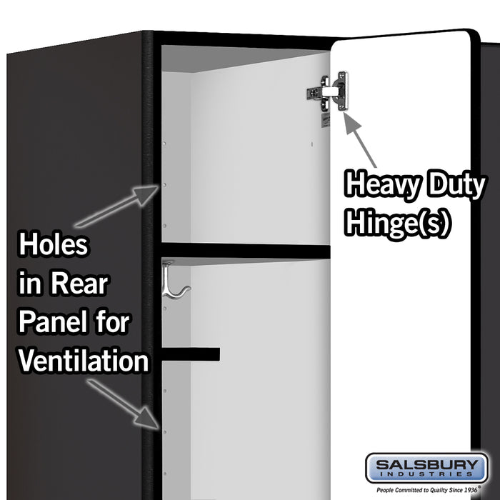 Salsbury 12" Wide Single Tier Designer Wood Locker - 3 Wide - 6 Feet High - 21 Inches Deep - Black - Hasps - Sweatfully