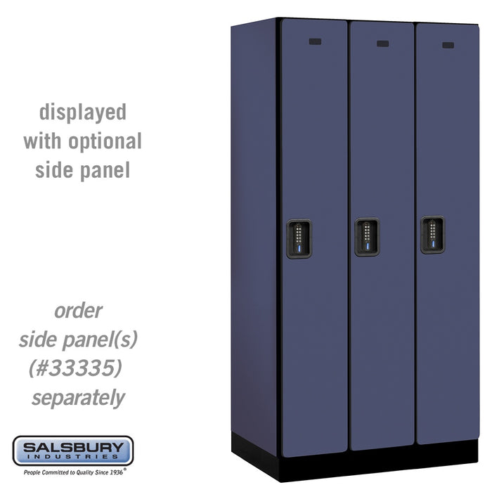 Salsbury 12" Wide Single Tier Designer Wood Locker - 3 Wide - 6 Feet High - 21 Inches Deep - Blue - Black Electronic Locks - Sweatfully