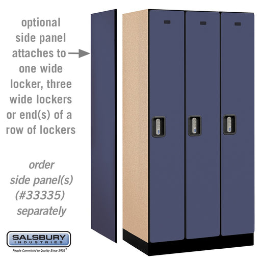 Salsbury 12" Wide Single Tier Designer Wood Locker - 3 Wide - 6 Feet High - 21 Inches Deep - Blue - Silver Electronic Locks - Sweatfully