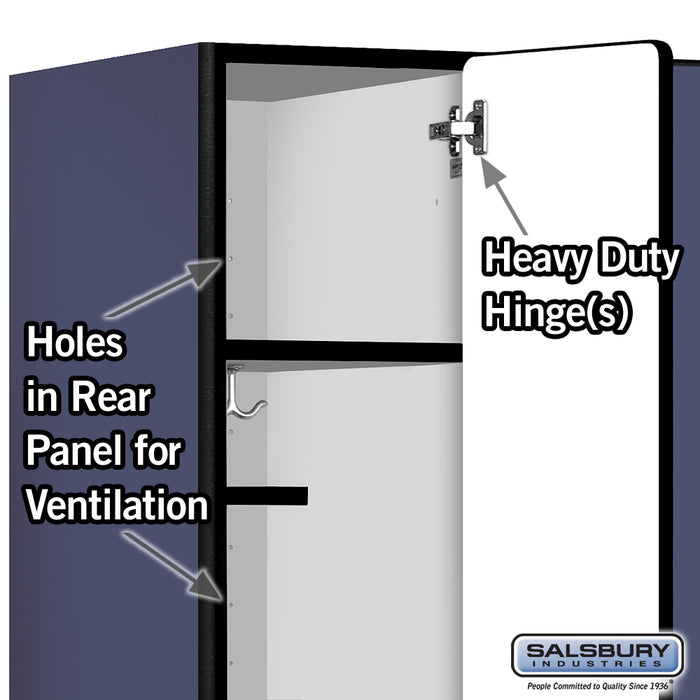 Salsbury 12" Wide Single Tier Designer Wood Locker - 3 Wide - 6 Feet High - 21 Inches Deep - Blue - Hasps - Sweatfully