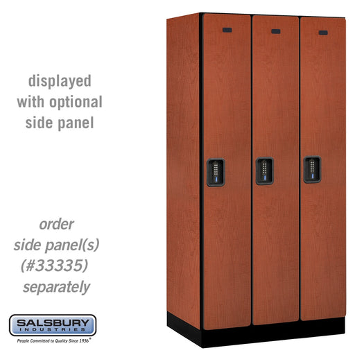 Salsbury 12" Wide Single Tier Designer Wood Locker - 3 Wide - 6 Feet High - 21 Inches Deep - Cherry - Black Electronic Locks - Sweatfully