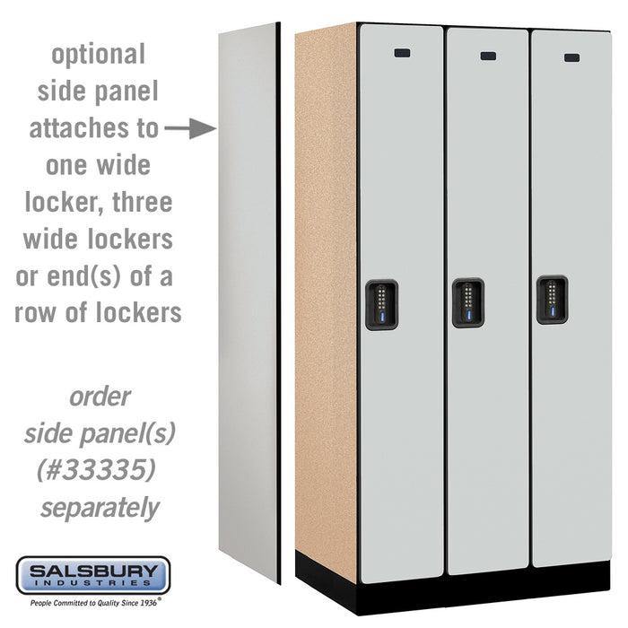 Salsbury 12" Wide Single Tier Designer Wood Locker - 3 Wide - 6 Feet High - 21 Inches Deep - Gray - Black Electronic Locks - Sweatfully