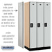 Salsbury 12" Wide Single Tier Designer Wood Locker - 3 Wide - 6 Feet High - 21 Inches Deep - Gray - Black Electronic Locks - Sweatfully