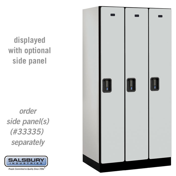 Salsbury 12" Wide Single Tier Designer Wood Locker - 3 Wide - 6 Feet High - 21 Inches Deep - Gray - Black Electronic Locks - Sweatfully