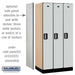 Salsbury 12" Wide Single Tier Designer Wood Locker - 3 Wide - 6 Feet High - 21 Inches Deep - Gray - Silver Electronic Locks - Sweatfully