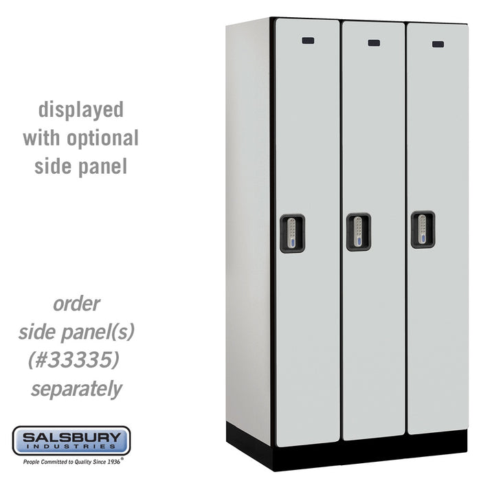 Salsbury 12" Wide Single Tier Designer Wood Locker - 3 Wide - 6 Feet High - 21 Inches Deep - Gray - Silver Electronic Locks - Sweatfully