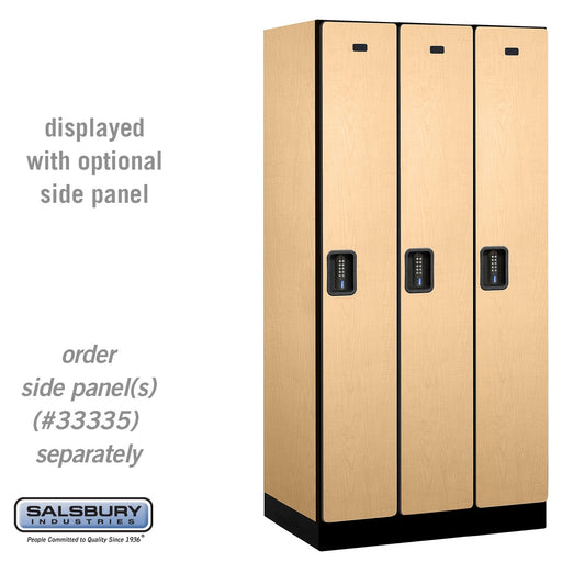 Salsbury 12" Wide Single Tier Designer Wood Locker - 3 Wide - 6 Feet High - 21 Inches Deep - Maple - Black Electronic Locks - Sweatfully
