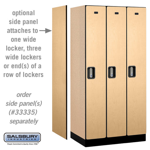 Salsbury 12" Wide Single Tier Designer Wood Locker - 3 Wide - 6 Feet High - 21 Inches Deep - Maple - Silver Electronic Locks - Sweatfully