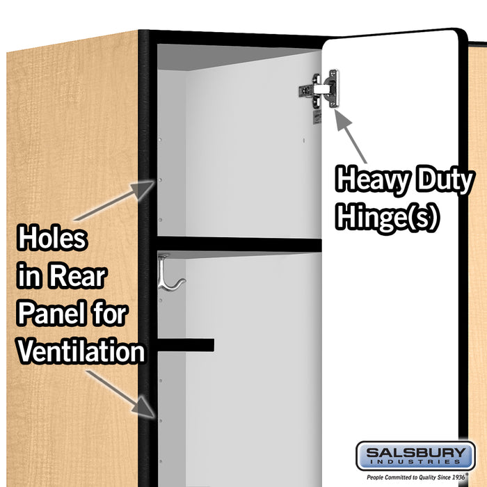 Salsbury 12" Wide Single Tier Designer Wood Locker - 3 Wide - 6 Feet High - 21 Inches Deep - Maple - Hasps - Sweatfully