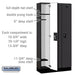 Salsbury 12" Wide Single Tier Designer Wood Locker - 3 Wide - 6 Feet High - 15 Inches Deep - Black - Black Resettable Combination Locks - Sweatfully
