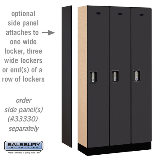 Salsbury 12" Wide Single Tier Designer Wood Locker - 3 Wide - 6 Feet High - 15 Inches Deep - Black - Silver Electronic Locks - Sweatfully
