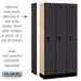 Salsbury 12" Wide Single Tier Designer Wood Locker - 3 Wide - 6 Feet High - 15 Inches Deep - Black - Hasps - Sweatfully