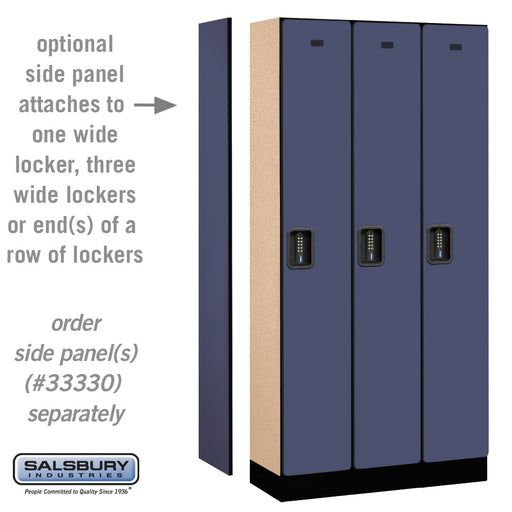 Salsbury 12" Wide Single Tier Designer Wood Locker - 3 Wide - 6 Feet High - 15 Inches Deep - Blue - Black Electronic Locks - Sweatfully