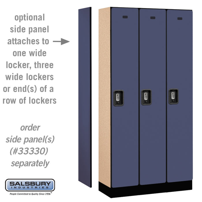 Salsbury 12" Wide Single Tier Designer Wood Locker - 3 Wide - 6 Feet High - 15 Inches Deep - Blue - Silver Resettable Combination Locks - Sweatfully