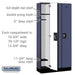 Salsbury 12" Wide Single Tier Designer Wood Locker - 3 Wide - 6 Feet High - 15 Inches Deep - Blue - Silver Resettable Combination Locks - Sweatfully