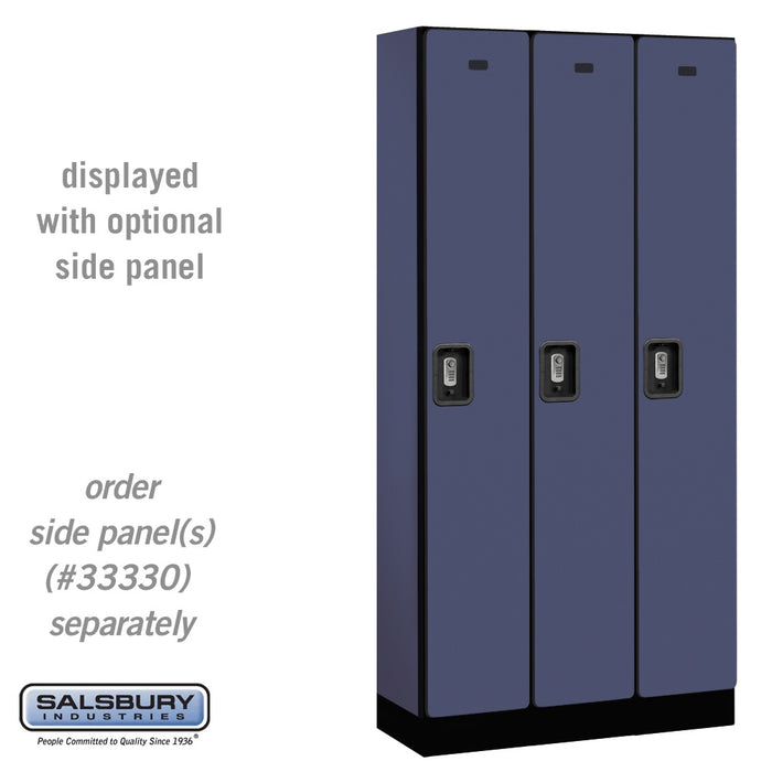 Salsbury 12" Wide Single Tier Designer Wood Locker - 3 Wide - 6 Feet High - 15 Inches Deep - Blue - Silver Resettable Combination Locks - Sweatfully