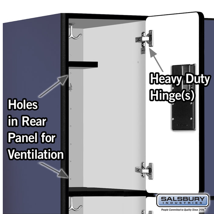 Salsbury 12" Wide Single Tier Designer Wood Locker - 3 Wide - 6 Feet High - 15 Inches Deep - Blue - Hasps - Sweatfully