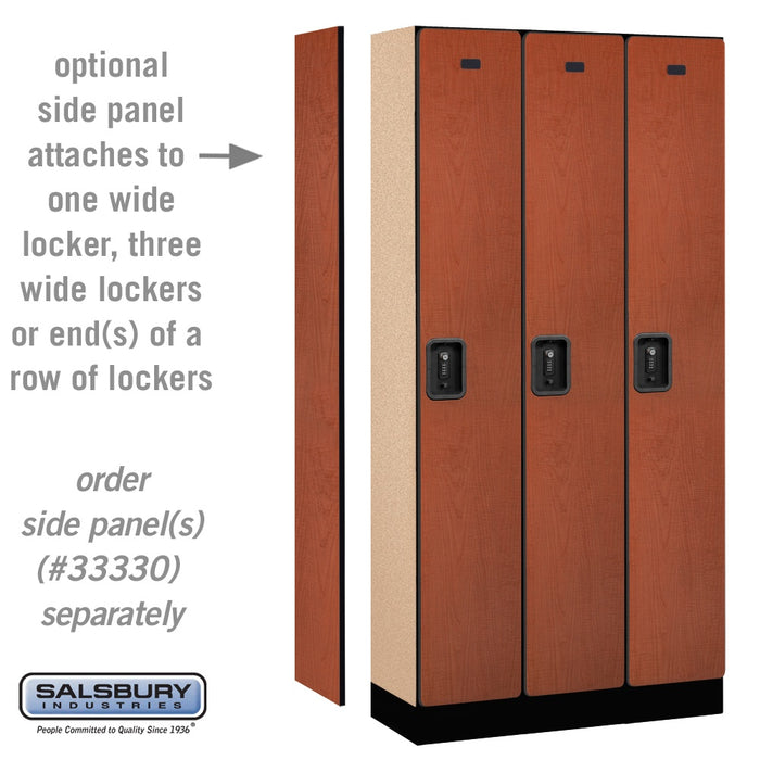 Salsbury 12" Wide Single Tier Designer Wood Locker - 3 Wide - 6 Feet High - 15 Inches Deep - Cherry - Black Resettable Combination Locks - Sweatfully