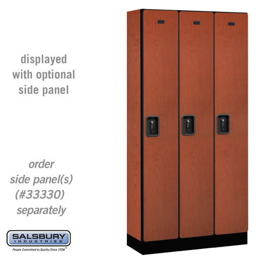 Salsbury 12" Wide Single Tier Designer Wood Locker - 3 Wide - 6 Feet High - 15 Inches Deep - Cherry - Black Resettable Combination Locks - Sweatfully