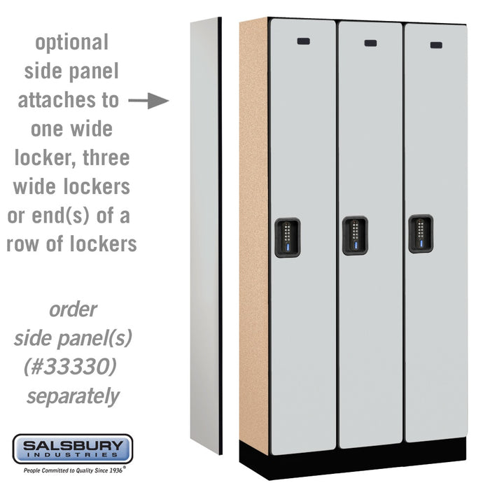 Salsbury 12" Wide Single Tier Designer Wood Locker - 3 Wide - 6 Feet High - 15 Inches Deep - Gray - Black Electronic Locks - Sweatfully