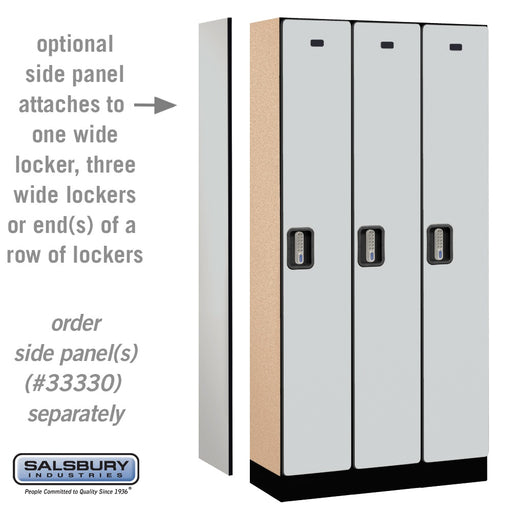 Salsbury 12" Wide Single Tier Designer Wood Locker - 3 Wide - 6 Feet High - 15 Inches Deep - Gray - Silver Electronic Locks - Sweatfully