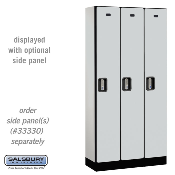 Salsbury 12" Wide Single Tier Designer Wood Locker - 3 Wide - 6 Feet High - 15 Inches Deep - Gray - Silver Electronic Locks - Sweatfully