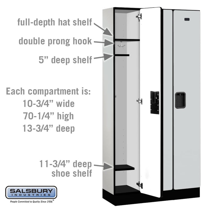 Salsbury 12" Wide Single Tier Designer Wood Locker - 3 Wide - 6 Feet High - 15 Inches Deep - Gray - Hasps - Sweatfully