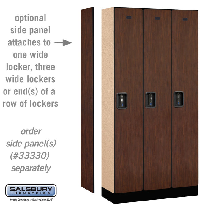 Salsbury 12" Wide Single Tier Designer Wood Locker - 3 Wide - 6 Feet High - 15 Inches Deep - Mahogany - Black Electronic Locks - Sweatfully