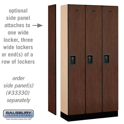 Salsbury 12" Wide Single Tier Designer Wood Locker - 3 Wide - 6 Feet High - 15 Inches Deep - Mahogany - Black Resettable Combination Locks - Sweatfully