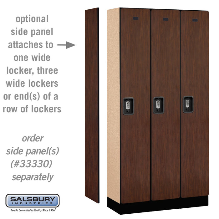 Salsbury 12" Wide Single Tier Designer Wood Locker - 3 Wide - 6 Feet High - 15 Inches Deep - Mahogany - Silver Resettable Combination Locks - Sweatfully