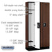 Salsbury 12" Wide Single Tier Designer Wood Locker - 3 Wide - 6 Feet High - 15 Inches Deep - Mahogany - Silver Resettable Combination Locks - Sweatfully