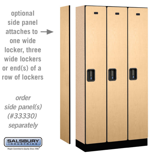 Salsbury 12" Wide Single Tier Designer Wood Locker - 3 Wide - 6 Feet High - 15 Inches Deep - Maple - Black Electronic Locks - Sweatfully