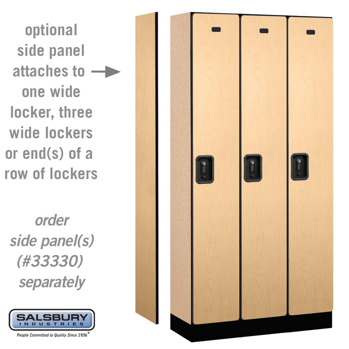 Salsbury 12" Wide Single Tier Designer Wood Locker - 3 Wide - 6 Feet High - 15 Inches Deep - Maple - Black Resettable Combination Locks - Sweatfully