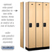 Salsbury 12" Wide Single Tier Designer Wood Locker - 3 Wide - 6 Feet High - 15 Inches Deep - Maple - Black Resettable Combination Locks - Sweatfully