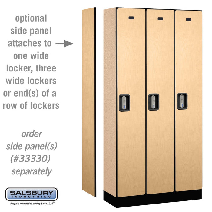 Salsbury 12" Wide Single Tier Designer Wood Locker - 3 Wide - 6 Feet High - 15 Inches Deep - Maple - Silver Electronic Locks - Sweatfully
