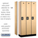 Salsbury 12" Wide Single Tier Designer Wood Locker - 3 Wide - 6 Feet High - 15 Inches Deep - Maple - Silver Electronic Locks - Sweatfully