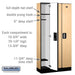 Salsbury 12" Wide Single Tier Designer Wood Locker - 3 Wide - 6 Feet High - 15 Inches Deep - Maple - Silver Electronic Locks - Sweatfully