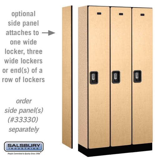 Salsbury 12" Wide Single Tier Designer Wood Locker - 3 Wide - 6 Feet High - 15 Inches Deep - Maple - Silver Resettable Combination Locks - Sweatfully