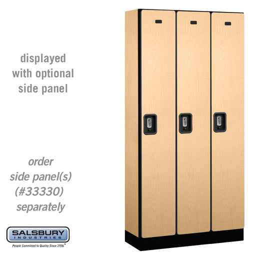 Salsbury 12" Wide Single Tier Designer Wood Locker - 3 Wide - 6 Feet High - 15 Inches Deep - Maple - Silver Resettable Combination Locks - Sweatfully