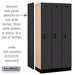 Salsbury 12" Wide Single Tier Designer Wood Locker - 3 Wide - 6 Feet High - 18 Inches Deep - Black - Black Resettable Combination Locks - Sweatfully